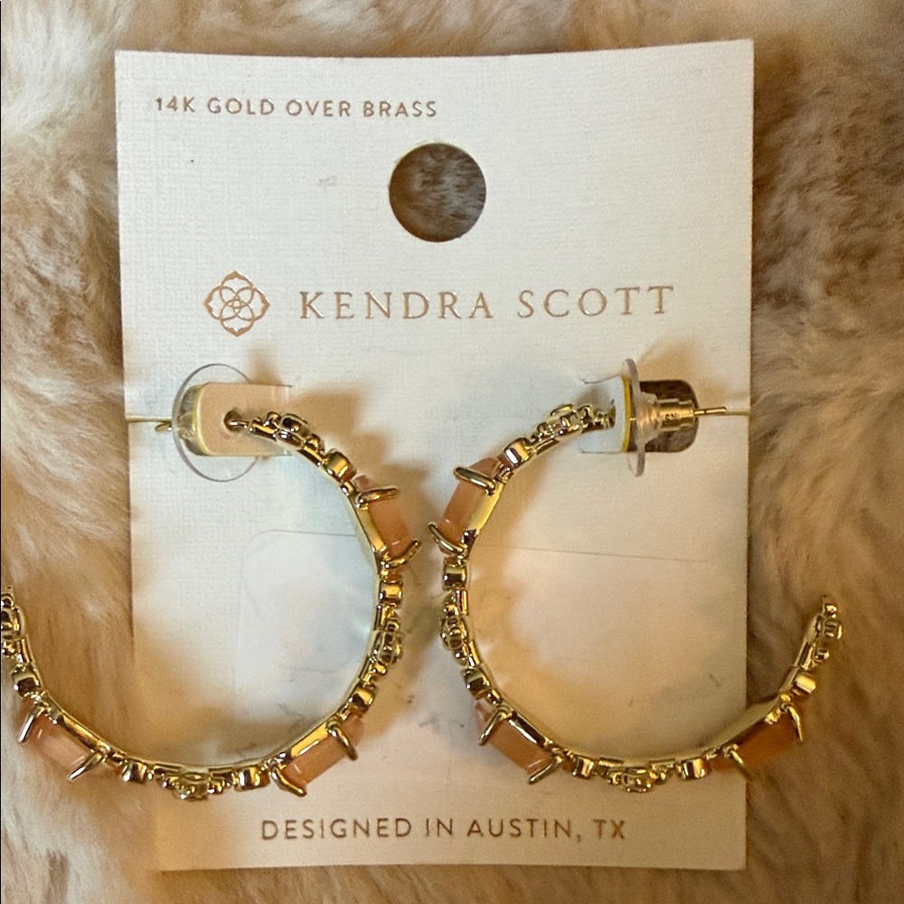 Kendra Scott Gold and Tan Hoop Earrings